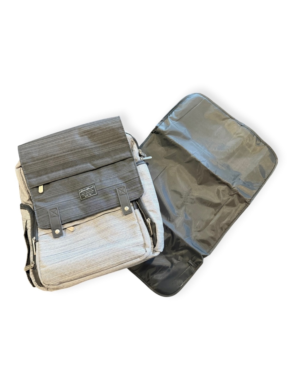Eddie Bauer Gray and Black Large Backpack with Multiple Compartments and Padded,
